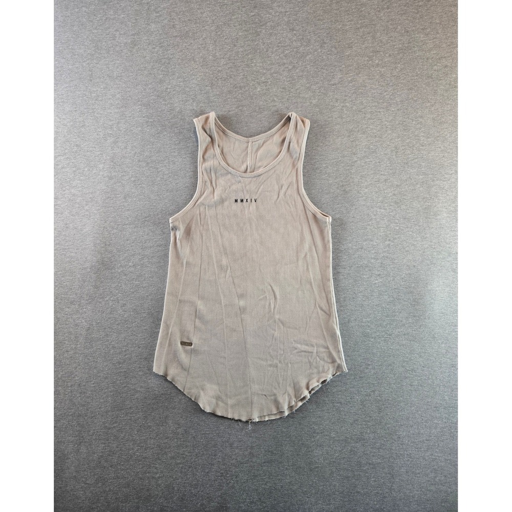 YoungLA Tank Top Mens Medium Tan Ribbed Raw Hem MMXIV Muscle Tee
